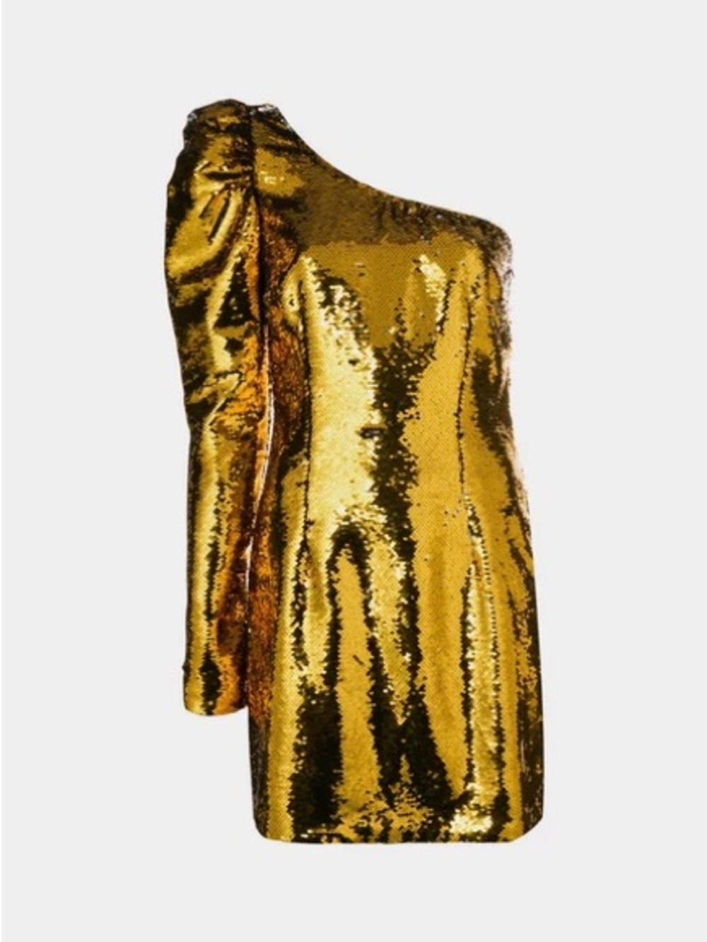 AMEN Gold One-Shoulder Sequin Mini Dress
